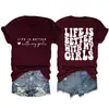 La vida es mejor con camisetas de moda de cuello redondo y manga corta con estampado delantero y trasero de la estación independiente de eBay europea y americana.