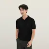 Dropshipping de ropa para hombre Xintang: Suéter de punto estilo old money con cuello camisero, polo de moda transpirable calado de manga corta