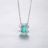 Colgante Retro Pag&Mag Plata Esterlina S925 Esmeralda Diamante Cuadrado Lujo Accesible Diseño de Nicho Collar de Plata para Mujer
