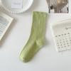 Calcetines Zhuji Primavera y Otoño Calcetines de media pantorrilla algodón peinado Calcetines de felpa para mujer boca suelta medias de color sólido calcetines de algodón para el posparto