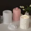 Amapola Transfronteriza Nuevo Producto Frasco Cilíndrico con Relieve de Flor Molde de Silicona DIY Molde para Taza de Velas de Yeso para Aromaterapia