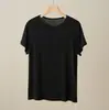 Camiseta Feminina de Lyocell e Lã Macia, Gola Redonda Estreita, Manga Curta, Fina, Elástica, Slim Fit, Roupas de Verão Femininas
