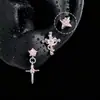Brincos Novos Estilo Cruz Rosa Zircônia, Design Coreano de Nicho, Brincos de Luxo Leve, Brincos de Franja de Alta Qualidade