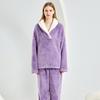Pijama de Terciopelo Coral Transfronterizo Traje de Mujer Invierno Engrosado Más Terciopelo Pijama de Mujer Tallas Grandes Caliente Pijama de Terciopelo Coral Mujer