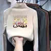 Camisa de base feminina cuk de veludo nova outono e inverno engrossada manga longa forrada com fleece gola meio alta engrossada top da moda