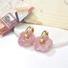 Moda europeia e americana viajante resina rosa flor brincos de cobre feminino ins estilo personalizado flor simples anel brinco jóias
