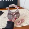Bolso Pequeña Princesa con Lazo Dulce Billetera Exquisita de Lana Estilo Coreano Ins Bolso Cruzado de Cuadros con Encaje para Mujeres