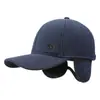 Gorra de béisbol de lana para hombre de otoño e invierno transfronteriza, engrosada para abrigar, con protección para las orejas, visera tipo pico de pato y forro de algodón resistente al viento y al frío, adecuada para hombres de mediana edad y mayores