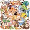 50 Adesivos de Grupo de Animais com Olhos Grandes em Desenho Animado para Laptop, Mala, Garrafa Térmica, Adesivos Decorativos à Prova d'Água