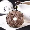 Obsidiana Natural Ojo Arcoíris Obsidiana Hierba de Hielo Dragón Pixiu Colgante de Hebilla de Seguridad Colgante de Collar para Hombres y Mujeres
