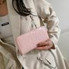 Billetera Nueva para Mujer Transfronteriza 2024 Bolso Clutch Largo con Cremallera Sencilla Estilo Europeo y Americano PU Patrón Piedra Monedero para Teléfono Móvil