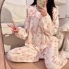 Novos Pijamas para Mulheres na Primavera e Outono Algodão Imitado com Bojos, Mangas Longas, Desenhos Animados Doces, Podem Ser Usados Fora, Conjunto de Roupas para Casa Little Red Book