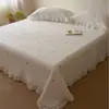 Estilo Princesa Coreana Encaje Lavado con Arena Algodón 100% Colcha Acolchada Juego de Tres Piezas Ajustado Transpirable Engrosado Cálido Cubre Cama
