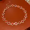 Collar Largo Redondo con Flor Incrustada de Diamantes Medieval Francés, Accesorios para Mujer, Cadena para Suéter de Lujo Ligero y de Gama Alta, Exquisito Collar de Nicho