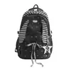 Mochila escolar estilo coreano para estudiantes de secundaria femeninas, mochila a rayas moderna para chicas de secundaria, adecuada para la escuela, viajes y el día a día.