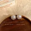 Pendientes de Perla Geométricos Elegantes de Lujo Ligero Microincrustados de Circonita Nicho de Gama Alta Simples Pendientes de Moda Versátiles Pendientes