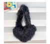 Bolso de Felpa Nuevo Europeo y Americano Bandolera Corazón Imitación Piel de Mapache Bolso de Hombro Bolso de Piel de Gran Capacidad para Mujer