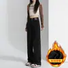 Calça Jeans Wide Leg de Cintura Alta Preta e Cinza para Mulheres 2025 Nova Versão Estreita Slimming Petite Perna Reta Larga Comprimento Total