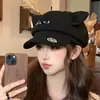 Gorro Octagonal con Orejas de Gato para Mujer Otoño Invierno Japonés Dulce Fresco Bordado Boina Hace que la Cara se Vea Más Pequeña Celebridad de Internet Orejas Lindas Boina