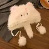 Nuevo Bonito Sombrero de Felpa con Orejas de Gato para Mujer, Versátil Cálido Engrosado para Otoño e Invierno, Sombrero Lei Feng con Protección para el Cuello y Bufanda para Invierno