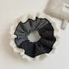 Scrunchie de Renda Xadrez Estilo Coreano com Quatro Camadas para Mulheres, Elástico de Cabelo Elegante com Cores Contrastantes, Corda de Cabelo para Penteados de Coque