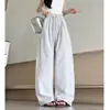 Calça Cargo Casual Nova Estilo Americano Dopamina para Mulheres, Verão Fina de Cintura Alta Modelagem Solta Emagrecedora Calças de Perna Larga Patchwork