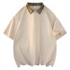 Camiseta Polo Lel Camiseta de Manga Curta Americana Masculina Verão Estilo Academia Pesado Costura em Cor Contrastante Solta Moderna Marca Top Ins