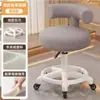 Taburete Pequeño Giratorio para Uso en Casa en la Sala de Estar, Taburete Bajo con Ruedas, Taburete para Cambiar Zapatos, Taburete de Costura con Lana de Cordero