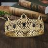 Corona dorada transfronteriza europea y americana para hombre, sencilla, multicolor, de círculo completo, corona real, tiara para fiesta de cumpleaños, corona nupcial