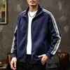 Sudadera cárdigan retro estilo americano de corte holgado con cuello abierto para hombre, adecuada para primavera y otoño, con cremallera, color liso y un estilo relajado, deportivo y casual