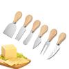 Mini Juego de cuatro piezas para hornear queso, muñeco de queso, mango de roble, juego de cuchillos para queso, cuchillo para queso de acero inoxidable