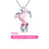 Novo Pingente de Amor dos 12 Signos do Zodíaco Feminino 2019 Ano do Amuleto da Vida Pedra Natural de Hibisco Cristal Rosa Colar