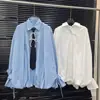 Camisa Nueva Estilo Primavera 2026 con Forma de Capullo para Mujer, Camisa de Corte Holgado Estilo Francés de Diseño de Nicho con Decoración de Corbata