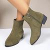 Botas Martin de ante con tacón grueso y cremallera lateral para mujer, de comercio exterior europeo y americano, con tacón bajo cruzado, finas y cortas, de talla grande, Amazon