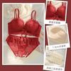 Roupa interior das mulheres peito pequeno engrossado push-up sexy laço sem anel de aço conjunto de sutiã superior do estudante