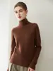 Suéter 100% cachemira pura para mujer, cuello alto apilado, nuevo estilo otoño e invierno 2026, camiseta base de punto de cuello alto de cabra