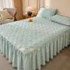 Faldón de cama acolchado de algodón puro, una sola pieza, oculta el borde inferior, nuevo modelo 2026, sábana bajera 100% algodón, estilo faldón de cama, cubre cama a prueba de polvo