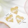 Brincos pingente geométricos simples vazados com diamante, banhados a cobre estilo coreano, ouro 14k real, material para acessórios de joias DIY