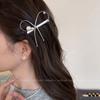 Horquilla de metal estilo coreano con lazo y perla hueca para mujer, accesorio para el cabello con clip lateral y pico de pato, 2024