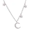 Pulseira de Prata de Lei S925 Estrela e Lua para Mulheres, Estilo Coreano, Simples e Personalizada, Joia de Luxo, Estilo Fresco e Floresta, Presente de Aniversário para Melhor Amiga