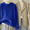 Suéter de punto suave y cómodo de piel de mapache para mujer, de invierno de alta gama, corte relajado, top de punto de lana, capa base