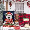 2025 Nuevo Gato Navideño Transfronterizo Árbol de Pino Escena de Nieve Decoración Festiva Tela Colgante Bandera de Jardín Procesamiento Personalización