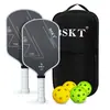 Raquete de pickleball em fibra de carbono T700 conjunto completo de raquetes duplas de nível profissional conjunto de pickleball conjunto de pickleball e críquete