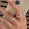 Heng Heng S925 Sterling Silver Anel de Pérola de Gelo Esmagado Moda de Nicho Feminino Elegante Anel de Todos os Fósforos Vento Frio High-end Sense