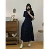Vestido Moda Plus Size Feminino Elegante Simples Casual Botões Lapela Versátil Ajuste na Cintura Emagrecimento Linha A