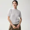 Suéter de punto de cachemira, cuello alto de ochos, top de otoño de manga corta para mujer, novedad, efecto adelgazante, estilo simple y retro