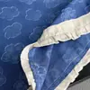 Conjunto de Verano Estilo Coreano de Mezclilla Sintética con Encaje Floral, Top sin Mangas de Moda y Pantalones de Pierna Ancha para Niñas, Conjunto de Dos Piezas, Artículo Popular Transfronterizo