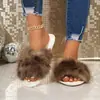 Pantuflas de pelo de punta abierta para mujer transfronterizas al por mayor para el hogar cálidas con suela gruesa antideslizantes modernas de felpa y algodón