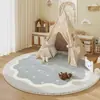 Alfombra Redonda de Cachemira Sintética Color Crema para Sala de Estar, Dormitorio, Mesa de Café, Puerta de Entrada, Uso Diario en el Hogar, Cobertura Completa de Área Grande