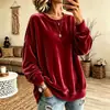 Europeu e Americano 2026 Novo Outono/Inverno Feminino Manga Longa Cor Lisa Casual Gola Redonda Moletom de Veludo Top Mais Vendido Bestseller